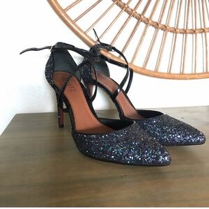 SCHUTZ Navy Glitter Heels
